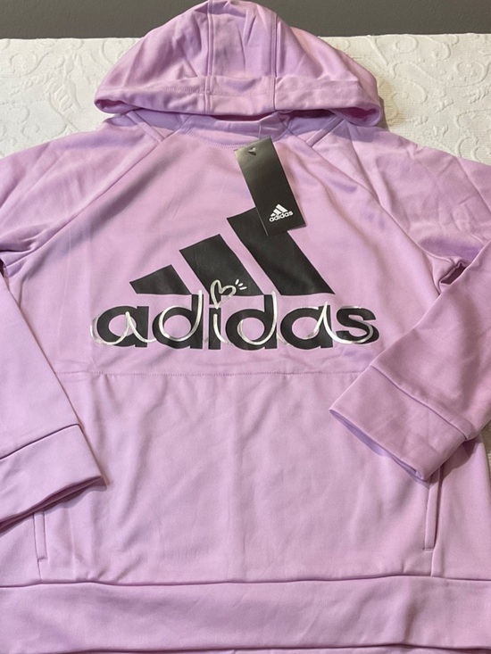adidas Other - adidas Girls Lilac Pullover Hoodie with Black Logo. NWT Size 14/Large